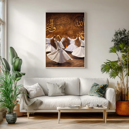 Whirling Dervishes Canvas Print, Sufi Islamic Wall Art,