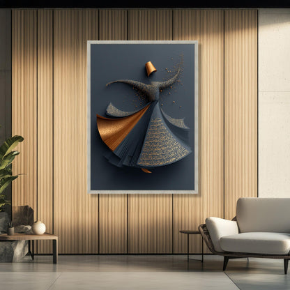 Whirling Dervish Dance Canvas, Arabic Calligraphy Wall Art
