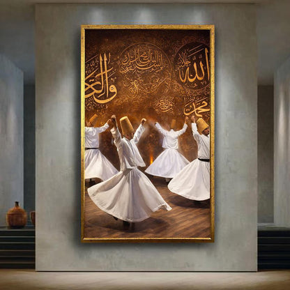 Whirling Dervishes Canvas Print, Sufi Islamic Wall Art,