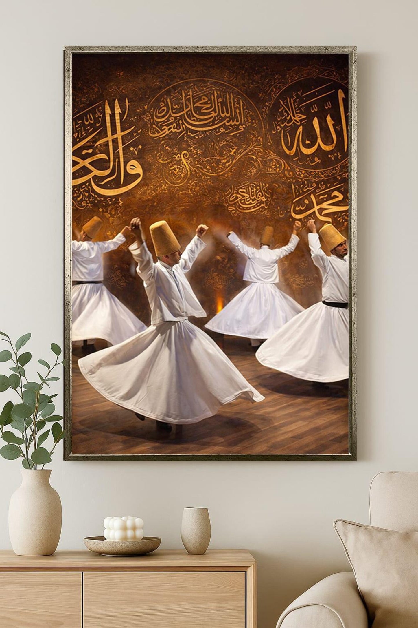Whirling Dervishes Canvas Print, Sufi Islamic Wall Art,