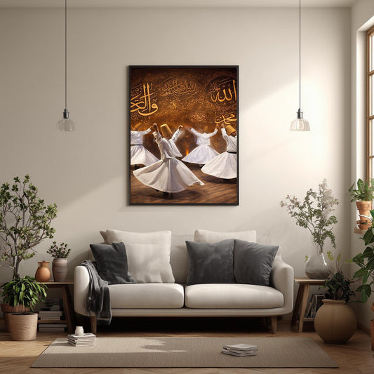 Whirling Dervishes Canvas Print, Sufi Islamic Wall Art,