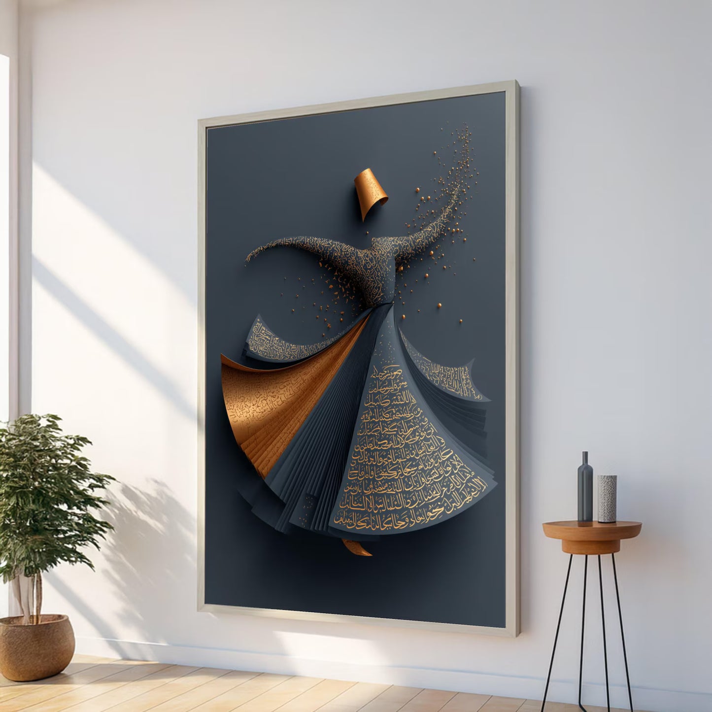 Whirling Dervish Dance Canvas, Arabic Calligraphy Wall Art