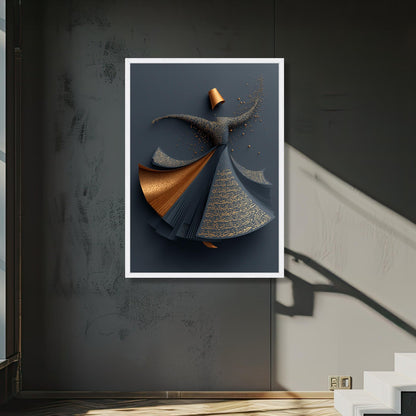 Whirling Dervish Dance Canvas, Arabic Calligraphy Wall Art
