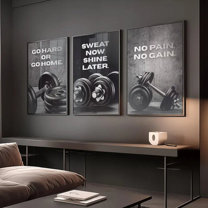 Gym Motivation Quotes Wall Art Set (3 Frames)