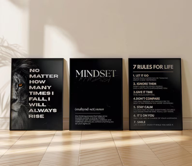 3-piece motivational typographic designs wall art