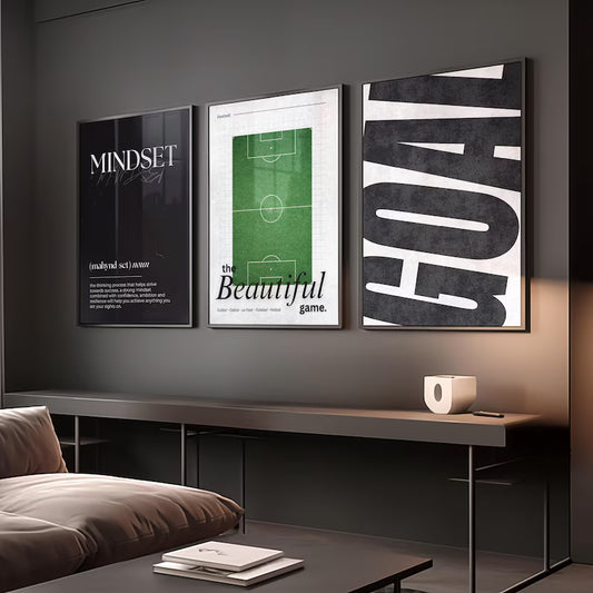 Set Of 3 Retro Football Posters Printable Wall Art