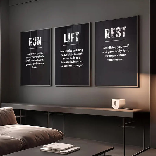Set of 3 Motivational Lifting & Running Wall Art