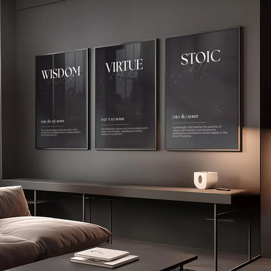 Set Of 3 Stoic Definition Wall Art