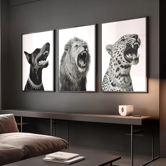 Lion, Leopard & Doberman Set Of 3