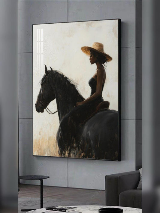 Black Wild Horse Canvas Frame wall art