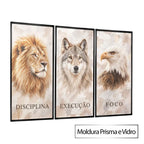 Discipline. Execution. Focus. Cream – Motivational Animal Wall Art Set