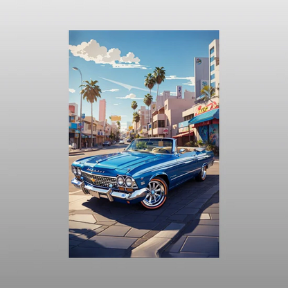classic blue Chevrolet Impala