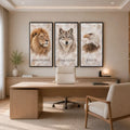 Discipline. Execution. Focus. Cream – Motivational Animal Wall Art Set