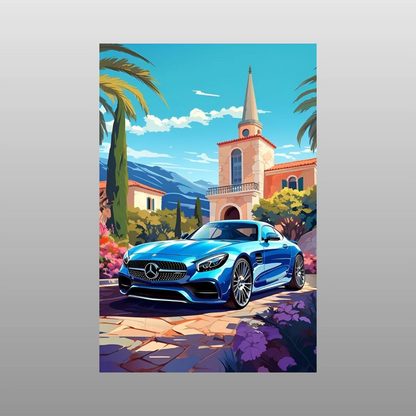 Blue Mercedes-Benz  in Italy