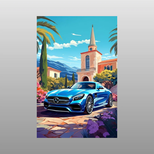 Blue Mercedes-Benz  in Italy