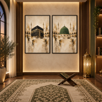 Kaaba and Green Dome set of 2 in luxury prayer room