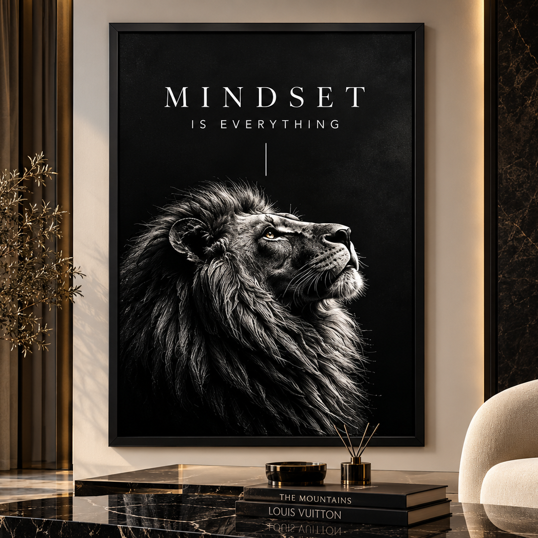 Mindset Is Everything – Majestic Lion Motivational Wall Art