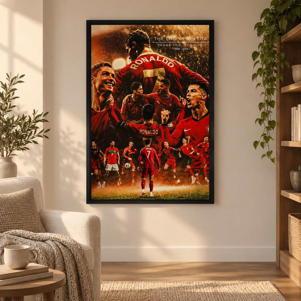 Cristiano Ronaldo Legend — square room mockup 3, full frame visible