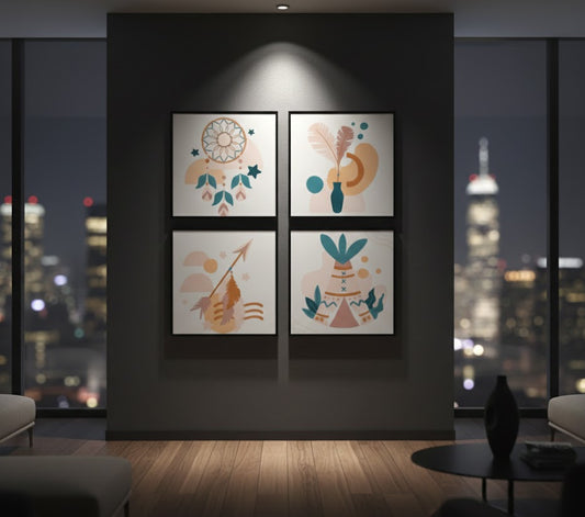 Premium Boho Elements Collection (4Panel) Wall Art