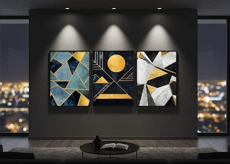 Gold Black and White (3panel) | Wall Art