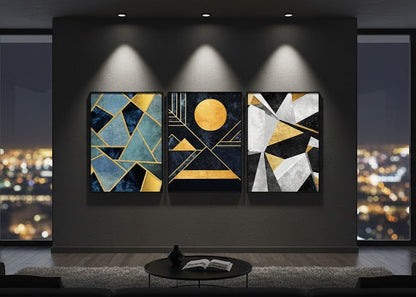 Gold Black and White (3panel) | Wall Art