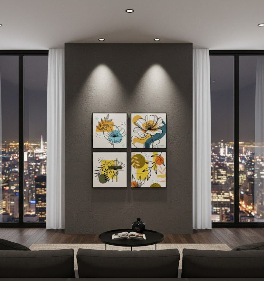 Abstract Colorful Floral Beauty (4panel) Wall Art