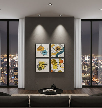 Abstract Colorful Floral Beauty (4panel) Wall Art