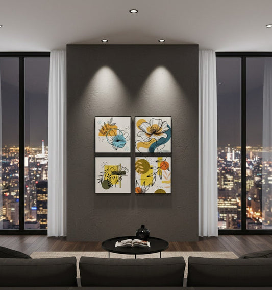 Abstract Colorful Floral Beauty (4panel) Wall Art