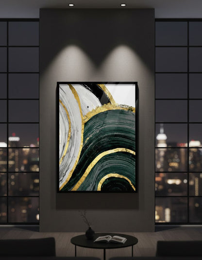 Modern Green Gilt Wall Abstract Canvas | Wall Art
