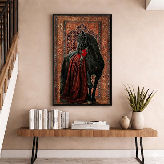 Majestic Black Horse Frame Wall Art