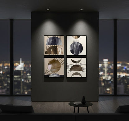 Black and Beige Minimalist (4panel) Wall Art