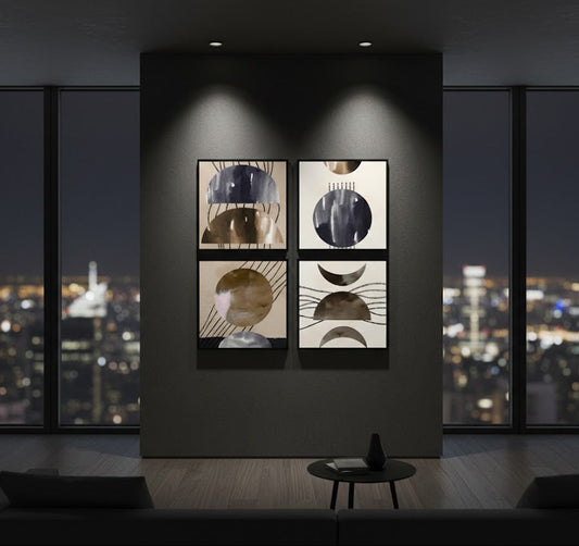 Black and Beige Minimalist (4panel) Wall Art