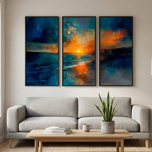 Abstract Sea at Dusk - 3 Parts