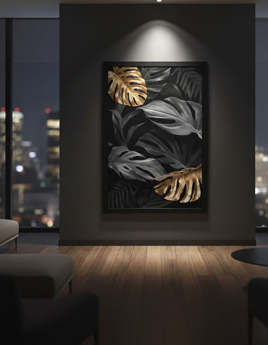 Black Gold Leaves | Wall Art
