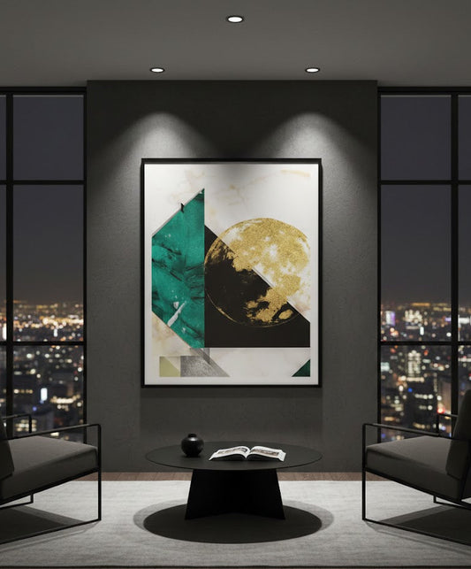 Green Black Gold Foil Abstract Art | Wall Art