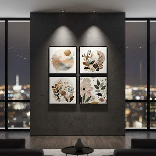 Abstract Geometrical (4 Panel) Wall Art