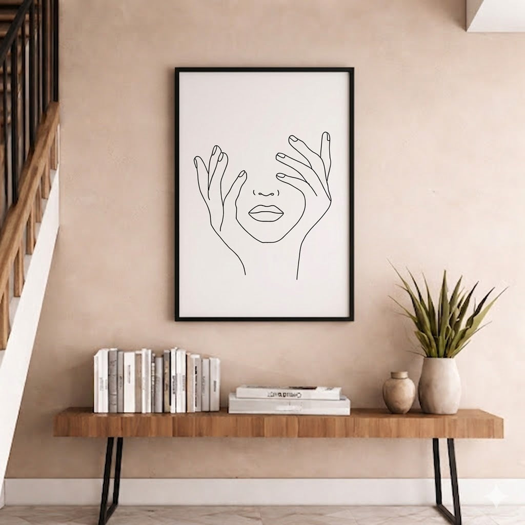 Girl face line art - wall art