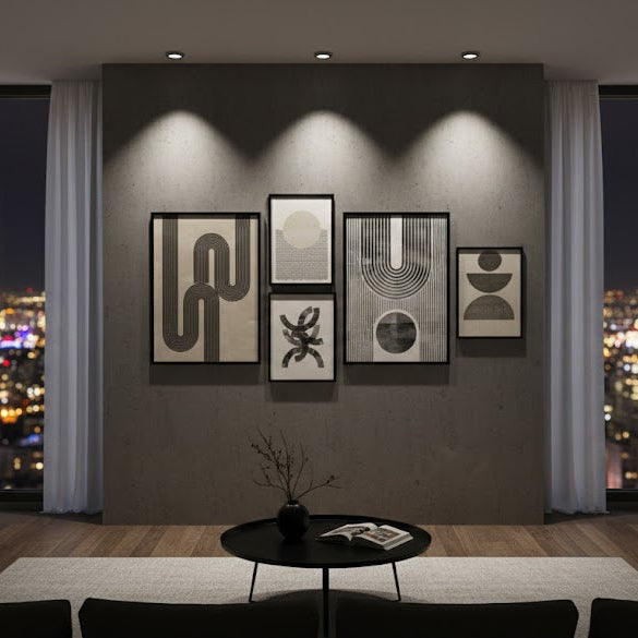 Pack of 5 Boho Wall Art Abstract Mid Century Modern Frame set
