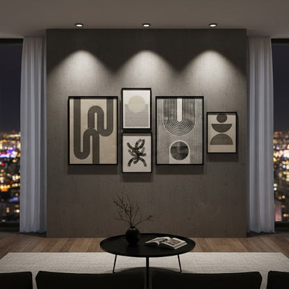 Pack of 5 Boho Wall Art Abstract Mid Century Modern Frame set