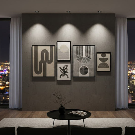 Pack of 5 Boho Wall Art Abstract Mid Century Modern Frame set
