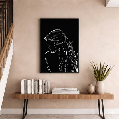 girl in the dark line art - wall art