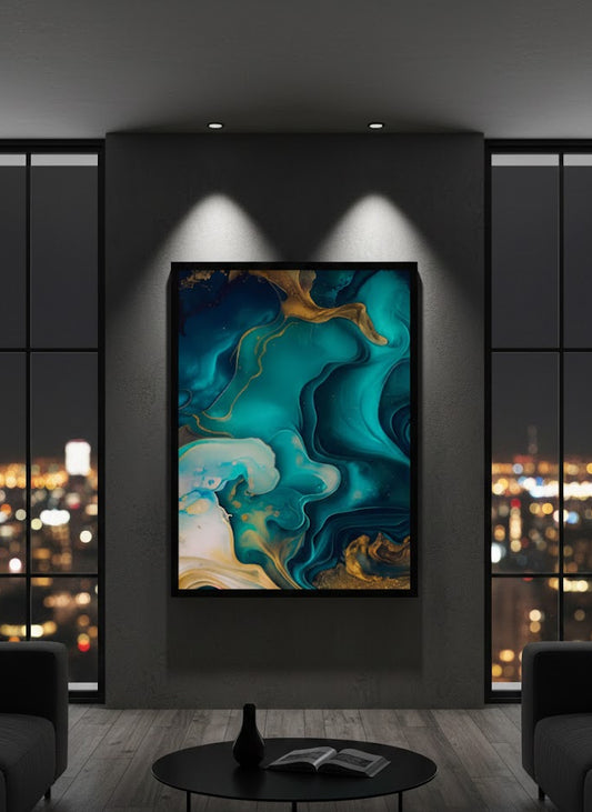 Blue Gold Marble Canvas Frames | Wall Art