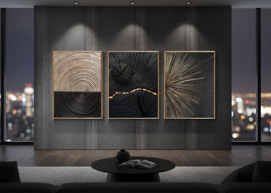 Abstract Black foil  (3panel) | Wall Art