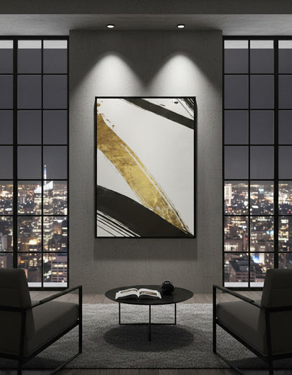Black And Gold Harsh Slashing Abstract | Wall Art