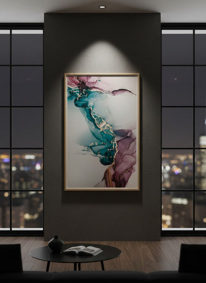 Premium Canvas | Pink blue abstract Art | Wall Art
