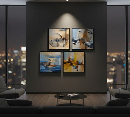 Generic Hand Painted Abstract Colorful (4Panel) Wall Art