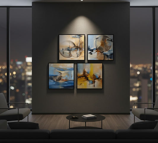 Generic Hand Painted Abstract Colorful (4Panel) Wall Art
