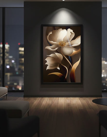 Modern Gold Rose Flower Painting | Wall Art