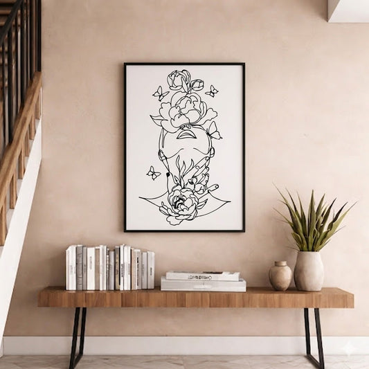 flower girl line art - wall art