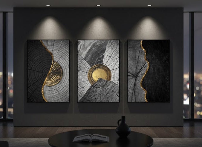 Black Abstract (3panel) | Wall Art